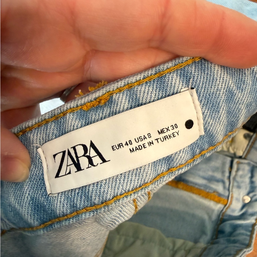 Zara Distressed Light Blue Denim Shorts size 8 100% cotton - Picture 7 of 9